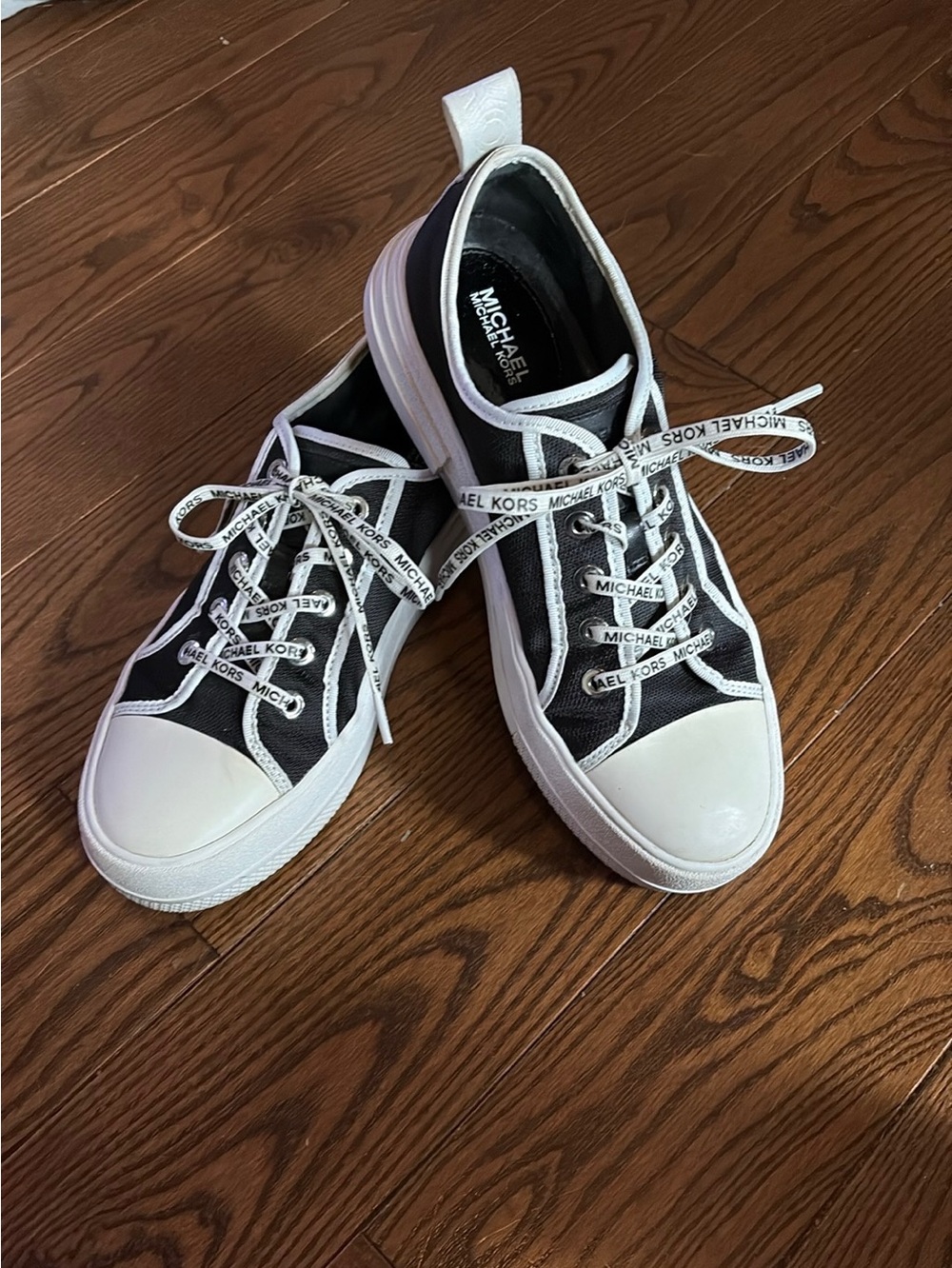 Michael Kors Black & White Logo Lace-Up Low-Top Sneakers